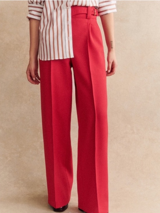 Sezane Pants - Sezane Coral Red Aldo Trouser Cotton Blend High Waist Dress Pants Size 38 or 6